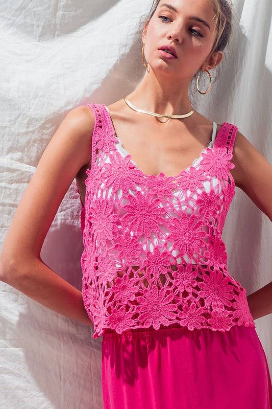 Urban Daizy - JADE CROCHET DAISY FLOWER DESIGN CROP TOP
