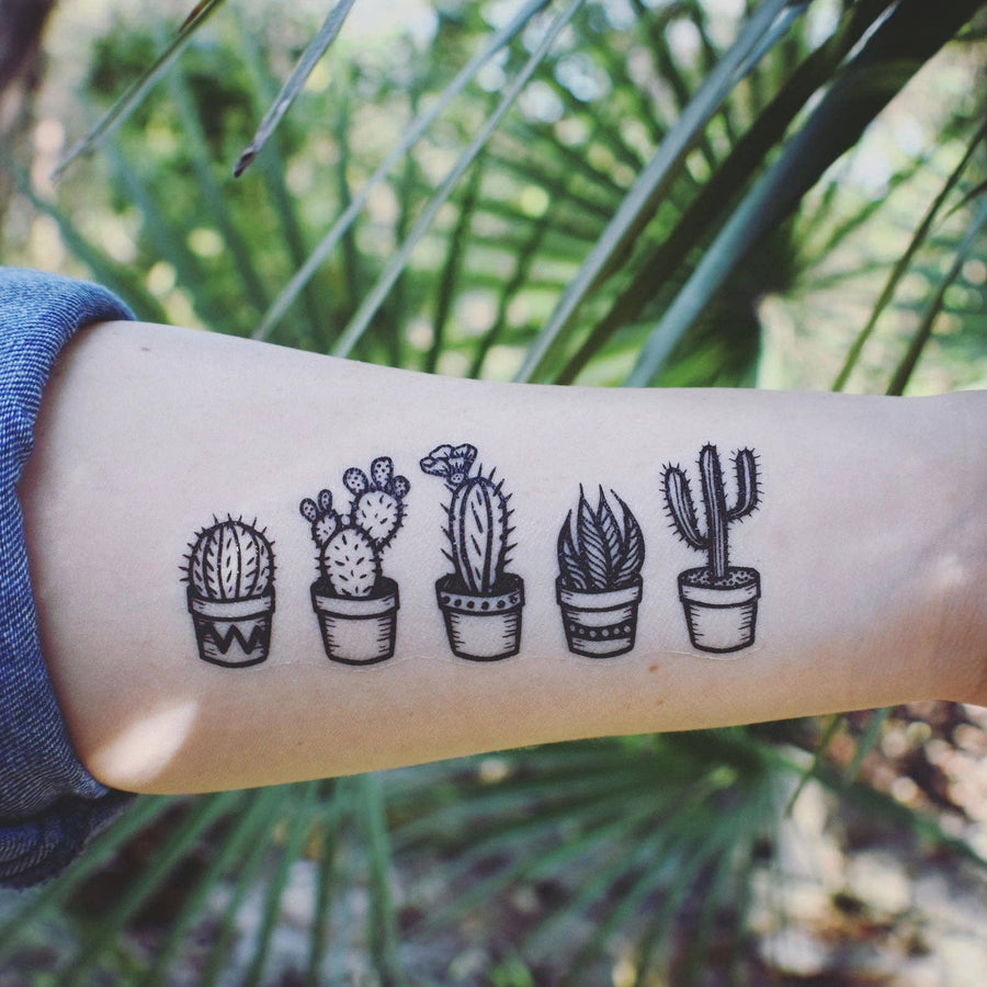 NatureTats - Potted Cactus Temporary Tattoo - Organ Mountain Outfitters