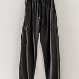 Urban Daizy - LINEN DRAWSTRING CARGO JOGGER PANTS