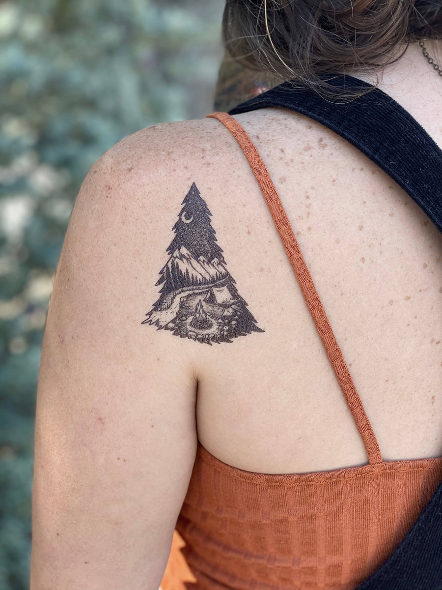 NatureTats - Mountain Camping Temporary Tattoo