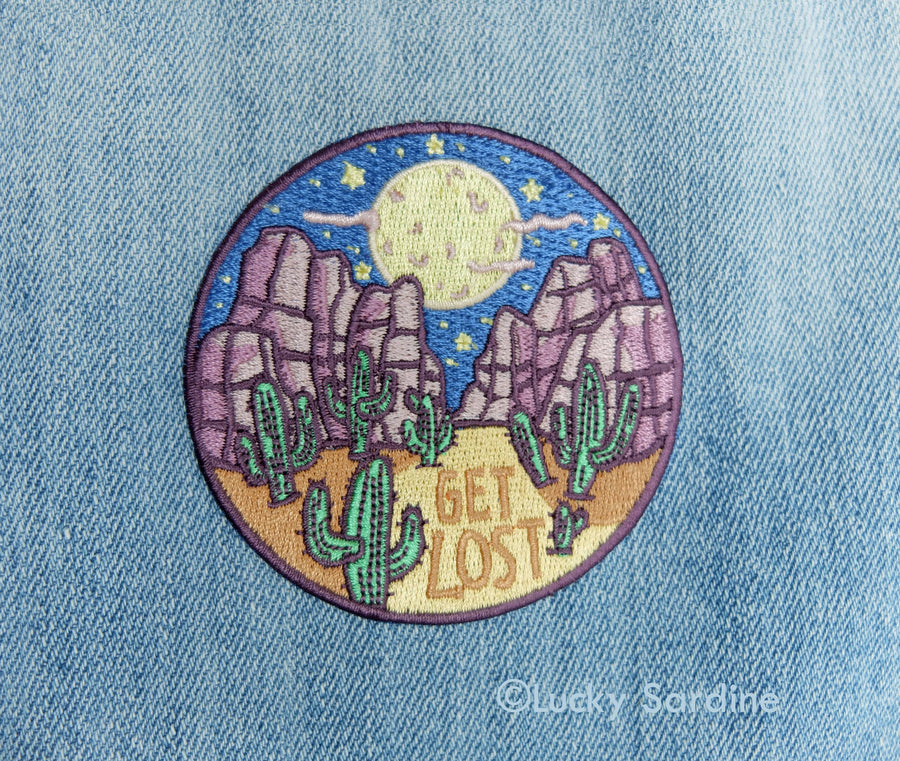 Lucky Sardine - Desert Night, GET LOST Embroidered Patch